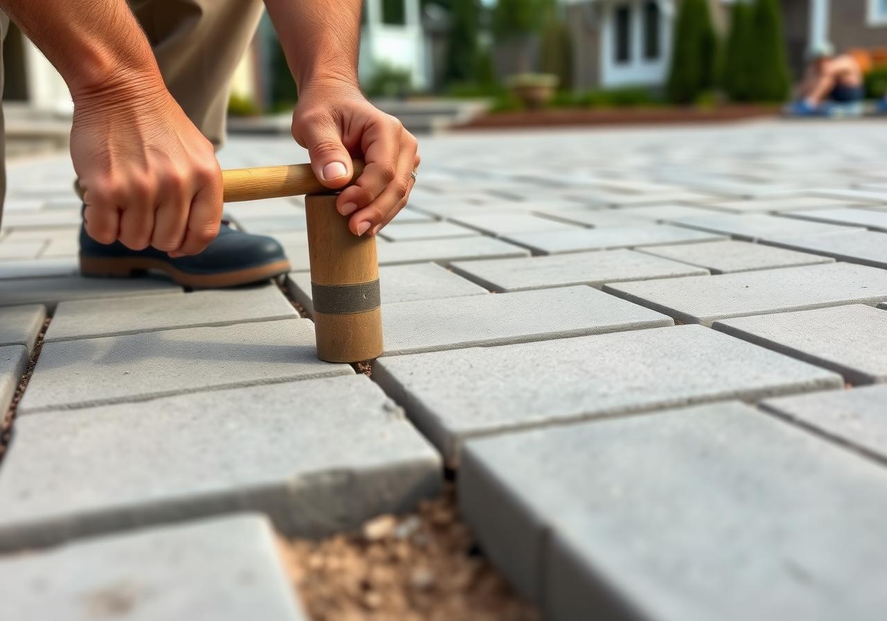 Pose de pavé uni